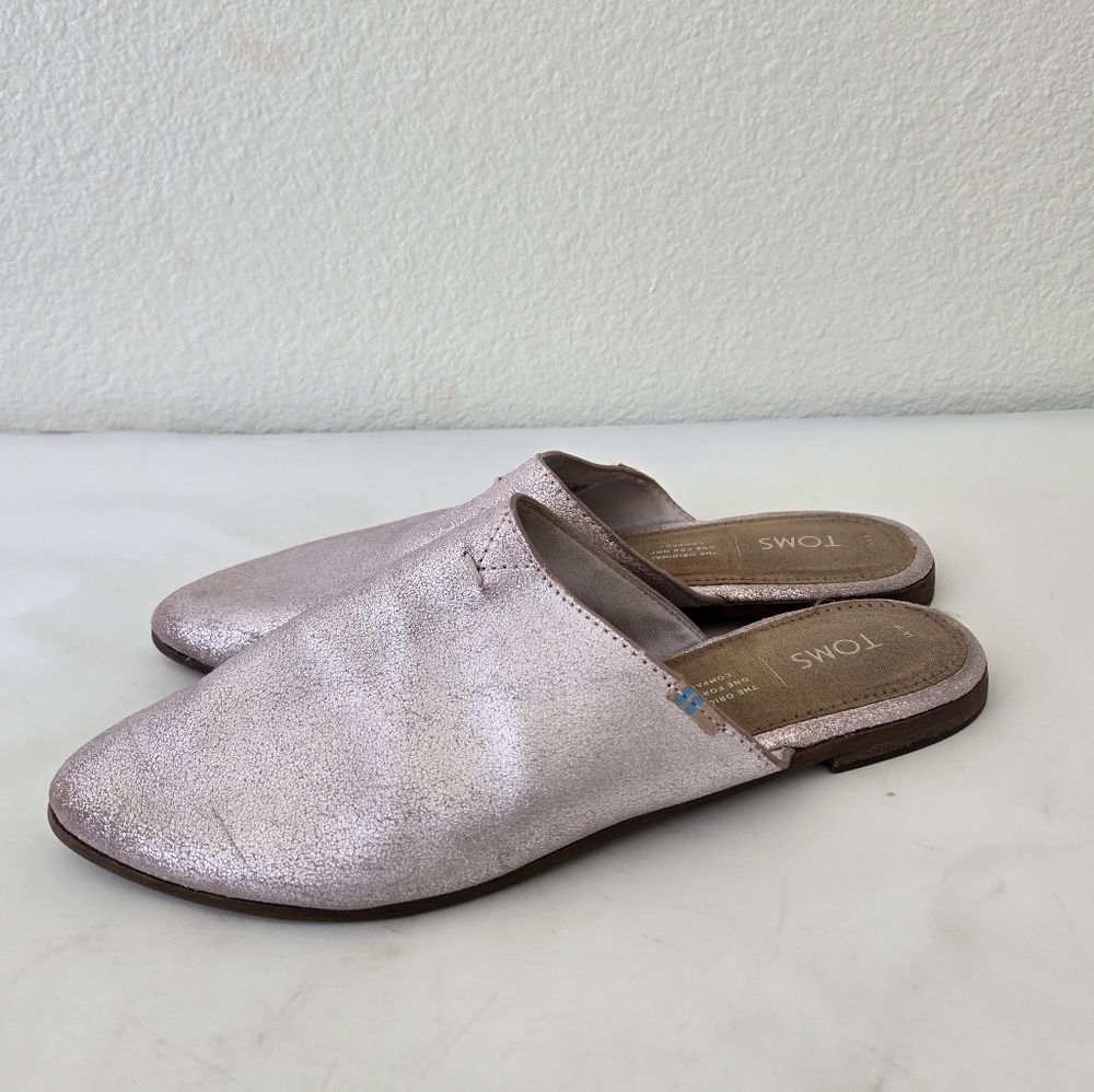 Tom’s Pink‎ Metallic Jutti Mule Slip-on Flats Size 8